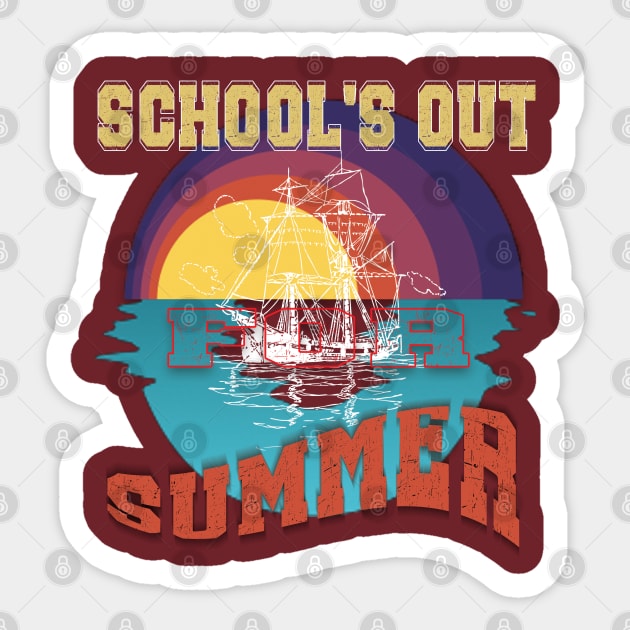 cute retro last day of school school's out for summer teacher Sticker by TeeText